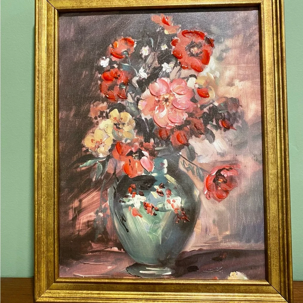 🖼HP🖼Floral Art Print in Gold Frame - Picture 2 of 6